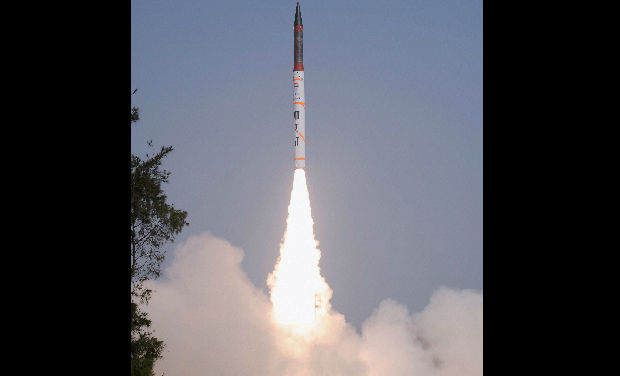 Agni - IV, the 4000 kms range Nuclear Capable Ballistic Missile, is successfully launched at Wheeler Island off the coast of Odisha on Monday - PTI Agni - IV, the 4000 kms range Nuclear Capable Ballistic Missile, is successfully launched at Wheeler Island off the coast of Odisha on Monday - PTI